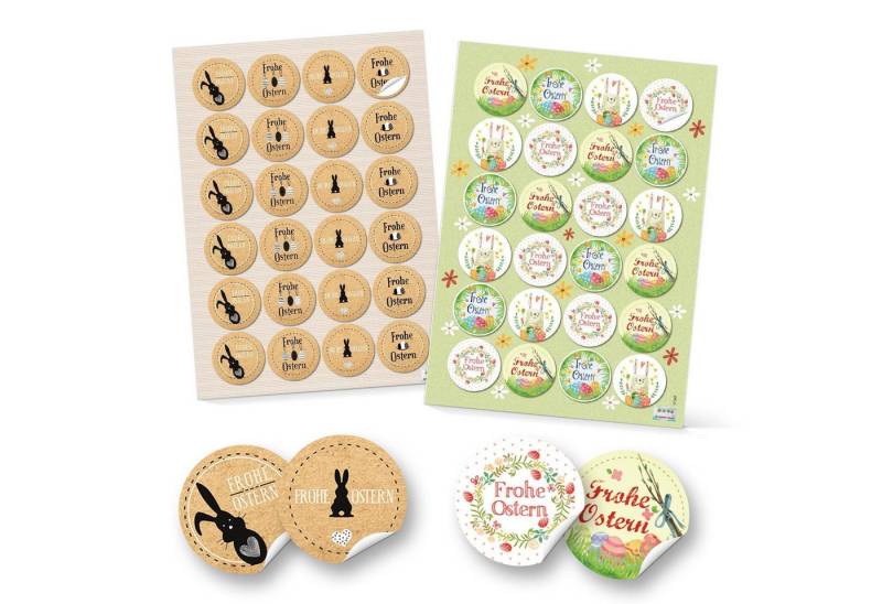 Logbuch-Verlag Dekofigur SET 96 Frohe Ostern Aufkleber Osterhase Osterdeko bunt Osteretiketten von Logbuch-Verlag