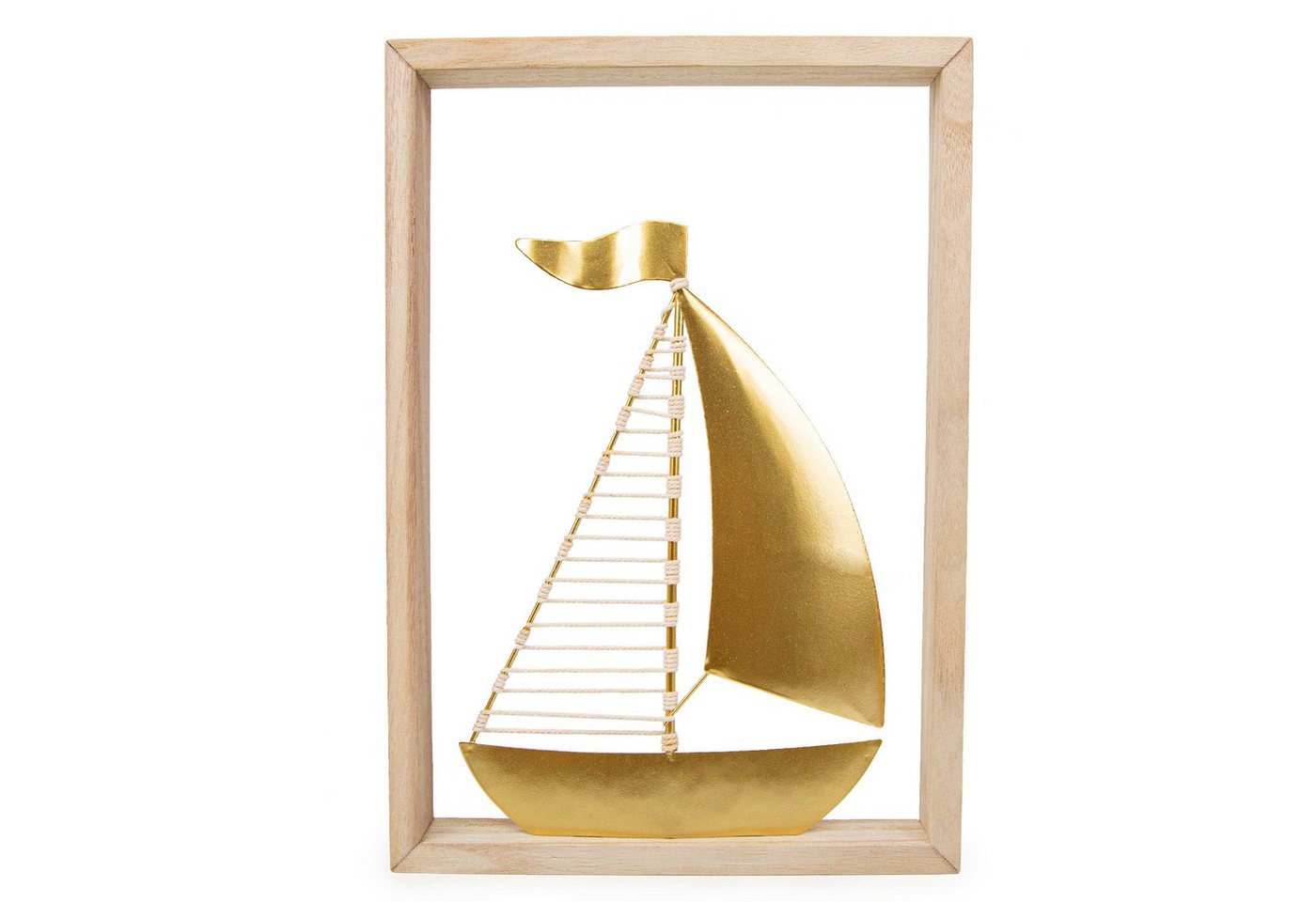 Logbuch-Verlag Dekofigur Segelschiff Bild Elegantes Wandbild Schiff aus Metall Gold weiß von Logbuch-Verlag