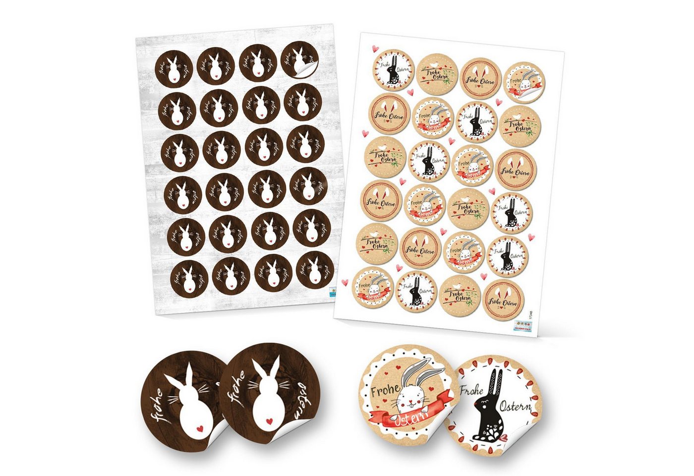 Logbuch-Verlag Dekofigur Set 48 Frohe Ostern Aufkleber Osterhase Osterdeko bunt Osteretiketten von Logbuch-Verlag