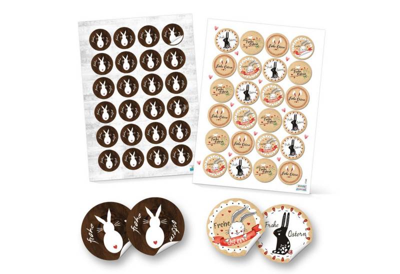 Logbuch-Verlag Dekofigur Set 48 Frohe Ostern Aufkleber Osterhase Osterdeko bunt Osteretiketten von Logbuch-Verlag