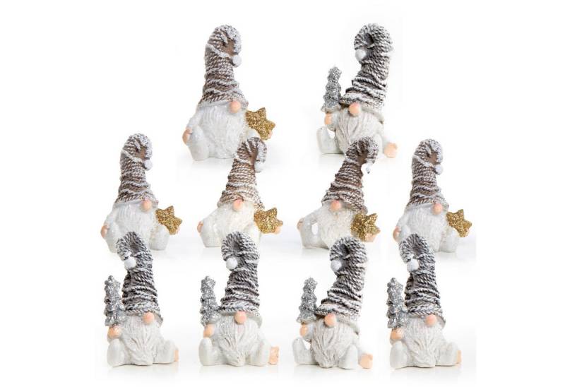 Logbuch-Verlag Dekofigur Set: 10 kleine Wichtelfiguren 5 weiß gold + 5 weiß silber glitzernd 7 von Logbuch-Verlag