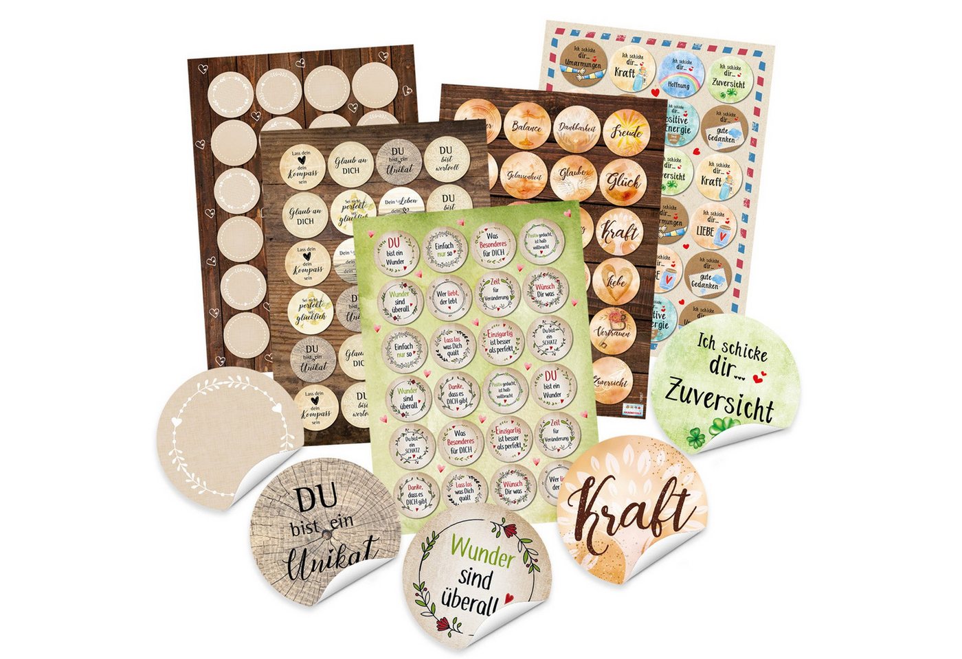 Logbuch-Verlag Dekofigur Sticker SET mit 5 x 24 bunten Aufklebern - Sprüche Statements gute von Logbuch-Verlag