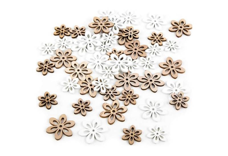 Logbuch-Verlag Dekofigur Streudeko Set - 45 mini Blumen aus Holz als Tischdeko von Logbuch-Verlag