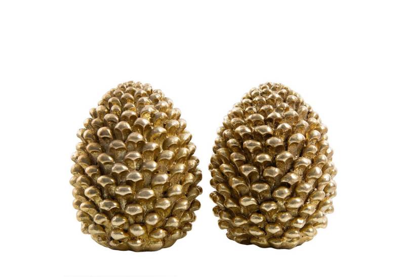 Logbuch-Verlag Dekofigur Tannenzapfen Deko Gold 2er Set, Figuren aus Poly, 9 & 13 cm hoch, edle von Logbuch-Verlag