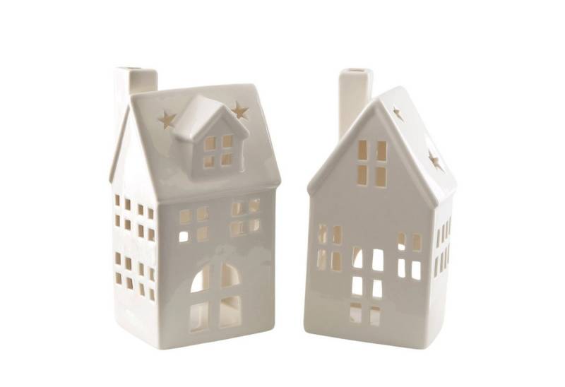 Logbuch-Verlag Dekofigur Teelichthäuser 2er Set aus Porzellan Weiß 9x19x7 cm, winterliche Logbuch-Verlag Dekofigur Teelichthäuser 2er Set aus Porzellan Weiß 9x19x7 cm, winterliche von Logbuch-Verlag