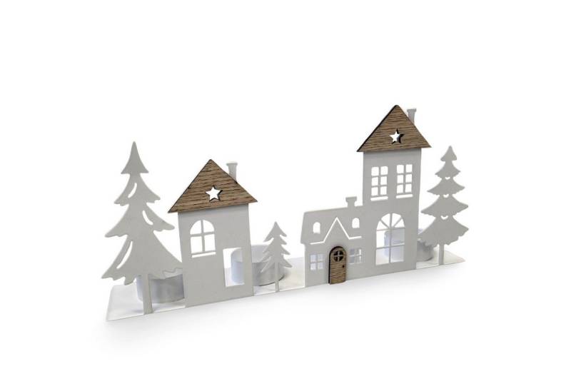 Logbuch-Verlag Dekofigur Teelichtleiste Häuser Metall Holz weiß 28 cm Teelichthalter Logbuch-Verlag Dekofigur Teelichtleiste Häuser Metall Holz weiß 28 cm Teelichthalter von Logbuch-Verlag
