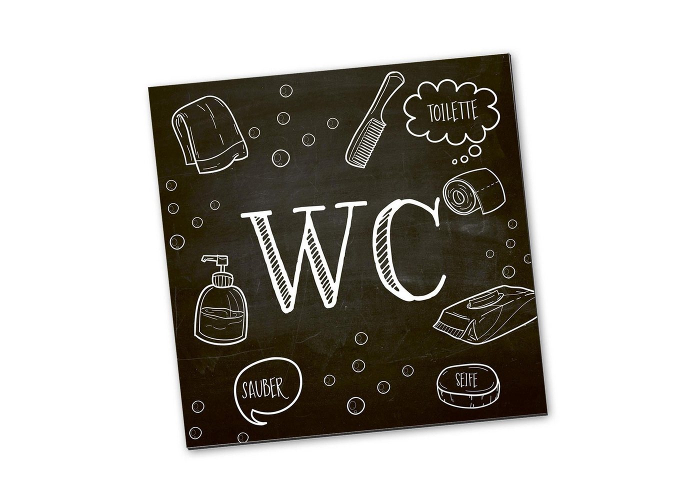 Logbuch-Verlag Dekofigur WC-Schild Toiletten-Schild schwarz weiß Tafelkreide-Look Türschild von Logbuch-Verlag
