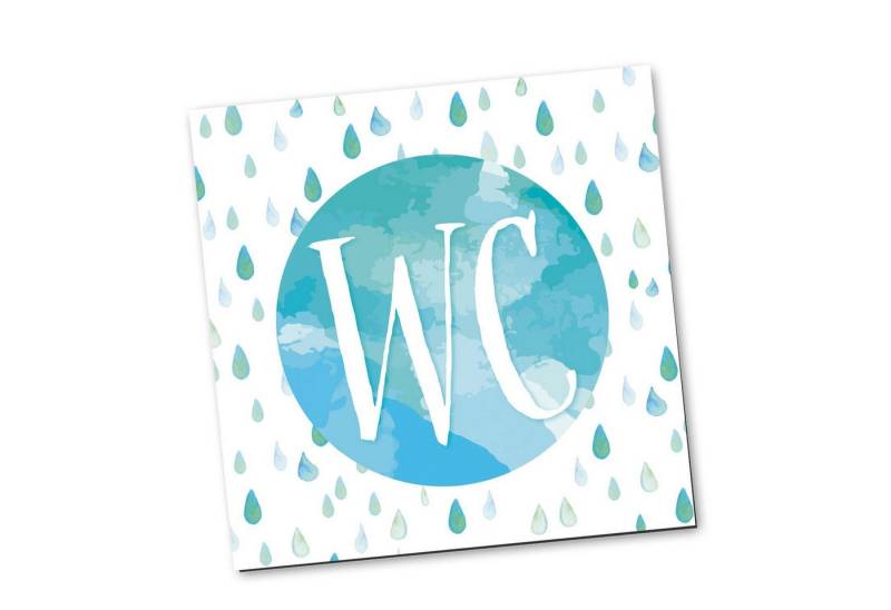 Logbuch-Verlag Dekofigur WC-Schild Türschild Badezimmer blau weiß türkis Aquarell-Optik von Logbuch-Verlag