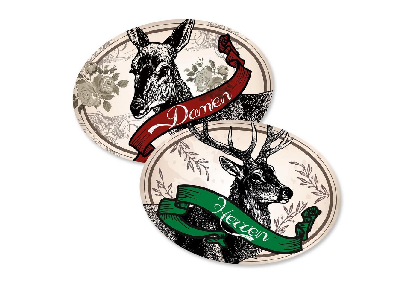 Logbuch-Verlag Dekofigur WC-Schilder Set rustikal Reh + Hirsch für Damentoilette & von Logbuch-Verlag