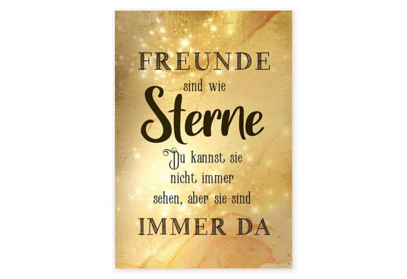 Logbuch-Verlag Dekofigur Wandschild Freunde sind wie Sterne Bild aus Alu Dibond gold glänzend - von Logbuch-Verlag