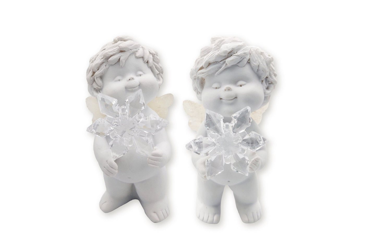 Logbuch-Verlag Dekofigur Winterengel Igor mit Eiskristall 2er Set stehend weiße Weihnachtsengel von Logbuch-Verlag