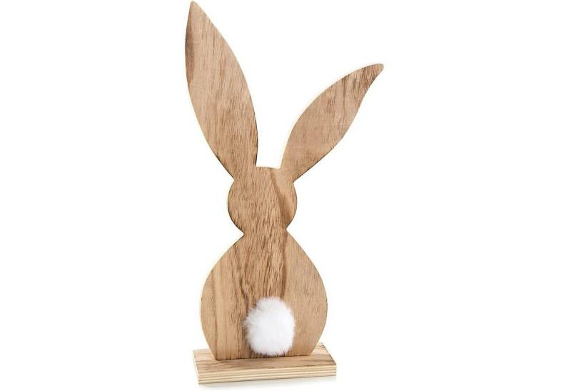 Logbuch-Verlag Dekostern XXL Osterhase aus Holz 45 cm braun mit weißem Puschel von Logbuch-Verlag