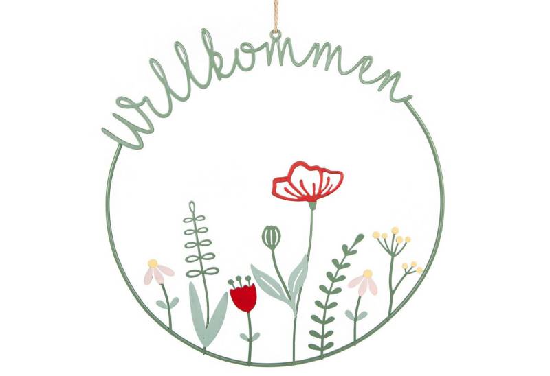 Logbuch-Verlag Dekofigur filigraner Türkranz Willkommen aus Metall Frühling Blumen Dekokranz Logbuch-Verlag Dekofigur filigraner Türkranz Willkommen aus Metall Frühling Blumen Dekokranz von Logbuch-Verlag