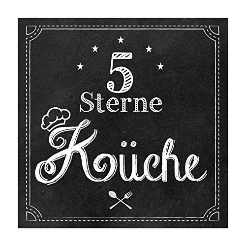 Logbuch-Verlag schwarz-weiß Schild Bild Küche Deko Wandbild Wandschild 5 Sterne Küche Geschenk 30 cm von Logbuch-Verlag