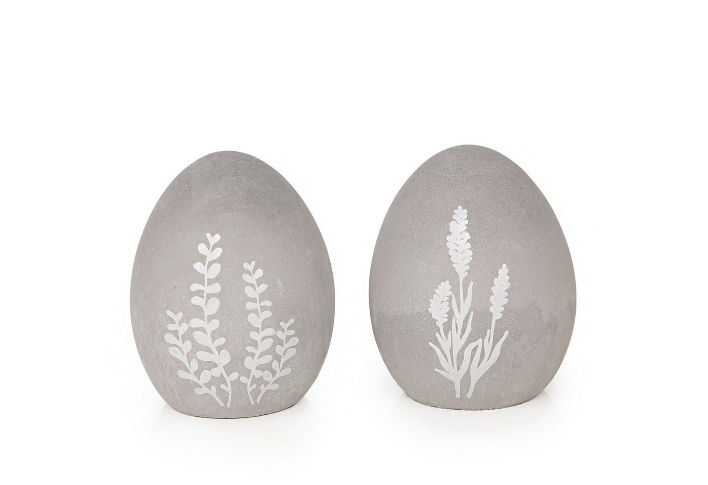 Logbuch-Verlag Dekofigur 2 Ostereier aus Beton grau weiß Blumen 7 x 9 cm Deko Figuren Ostern von Logbuch-Verlag