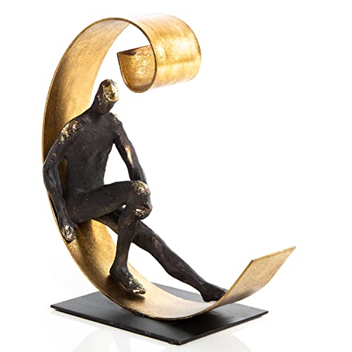 Logbuch-Verlag Denker Skulptur Dekoobjekt schwarz Gold Figur zum Hinstellen Geburtstag exklusiv edel 24 cm von Logbuch-Verlag