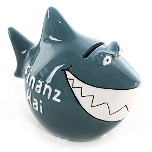 Logbuch-Verlag Finanzhai Spardose Sparbüchse Hochzeit Fisch Keramik Geschenk Geld sparen für Kinder & Erwachsene von Logbuch-Verlag