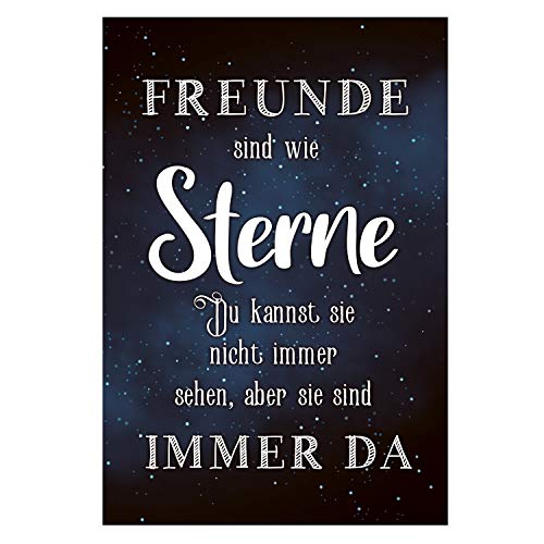 Logbuch-Verlag FREUNDE SIND WIE STERNE Freunde Geschenk Wandbild Bild Schild Text Spruch 21 x 31 cm schwarz-weiß von Logbuch-Verlag