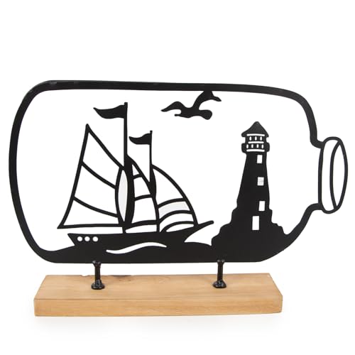 Logbuch-Verlag Flaschenpost Segelschiff und Leuchtturm maritimes Deko Objekt zum Hinstellen Geschenkidee Meer Küste schwarz Metall Holz 8 x 4,5 x 18 cm Logbuch-Verlag Flaschenpost Segelschiff und Leuchtturm maritimes Deko Objekt zum Hinstellen Geschenkidee Meer Küste schwarz Metall Holz 8 x 4,5 x 18 cm von Logbuch-Verlag