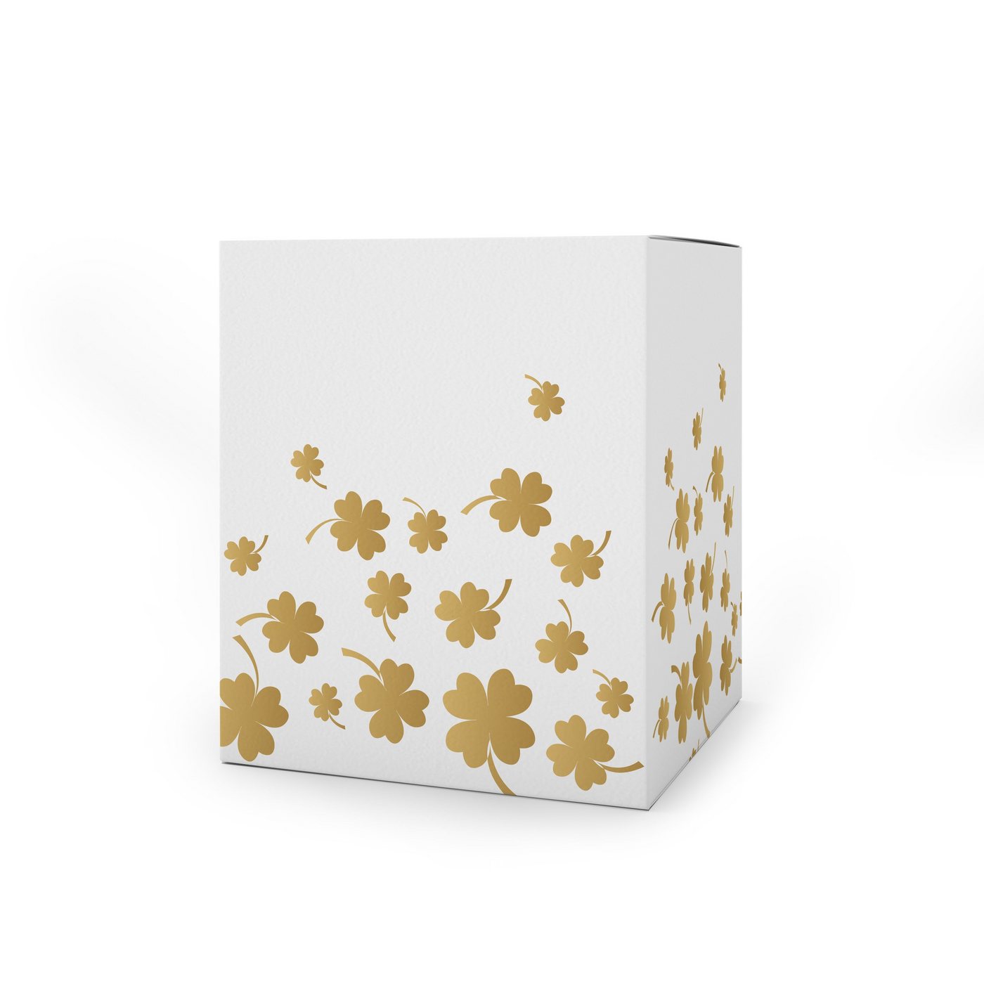 Logbuch-Verlag Geschenkbox 10 Geschenkboxen weiß gold foliert Kleeblätter (10 St), kleine Geschenkschachtel 8,5 x 6,5 x 5,5 cm von Logbuch-Verlag