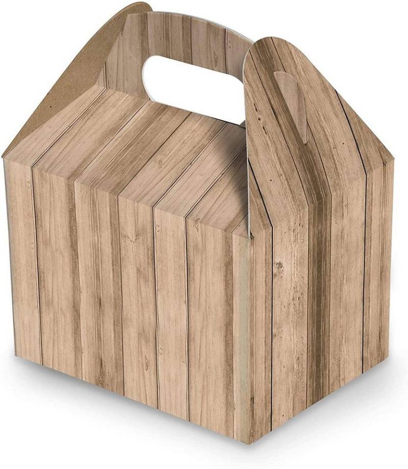 Logbuch-Verlag Geschenkbox 10 Stück Schachtel Lunchbox Geschenk-Karton hell-braun Holz-Optik 18,5 von Logbuch-Verlag