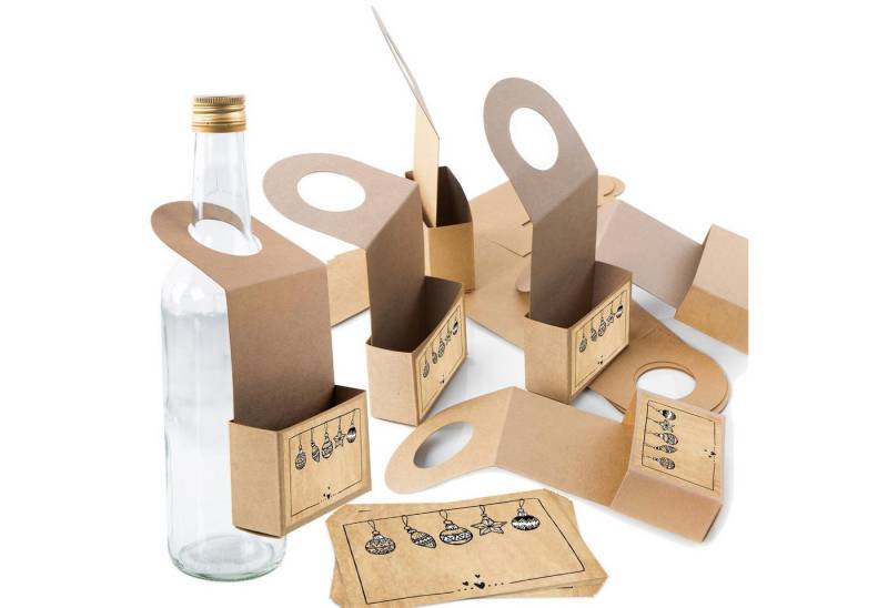 Logbuch-Verlag Geschenkbox 10 braune Flaschenanhänger zum Befüllen + Weihnachtsaufkleber zum von Logbuch-Verlag