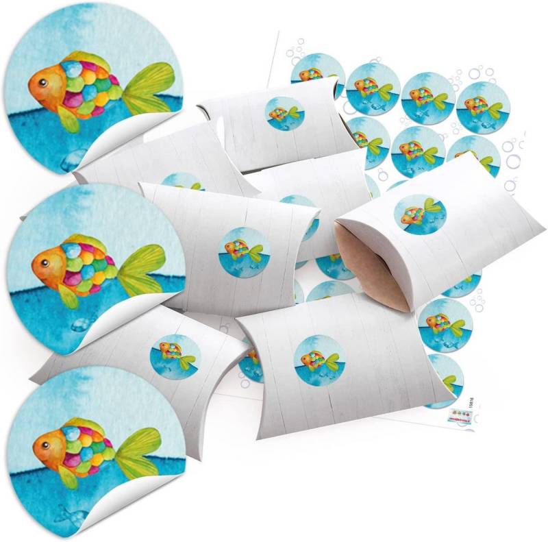 Logbuch-Verlag Geschenkbox 10 kleine Boxen Geschenkschachteln blau türkis REGENBOGEN-FISCHE Holz von Logbuch-Verlag
