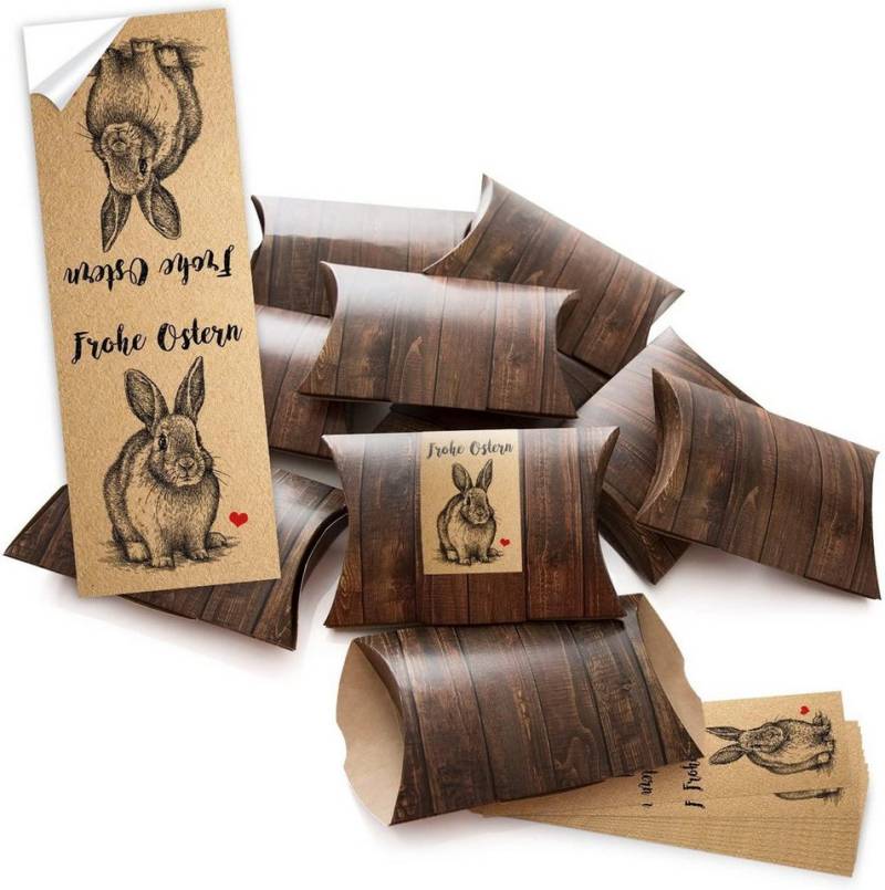 Logbuch-Verlag Geschenkbox 10 kleine Geschenkboxen Holz Optik braun 14,5 x 10,5 cm ca. 3 cm + 10 von Logbuch-Verlag
