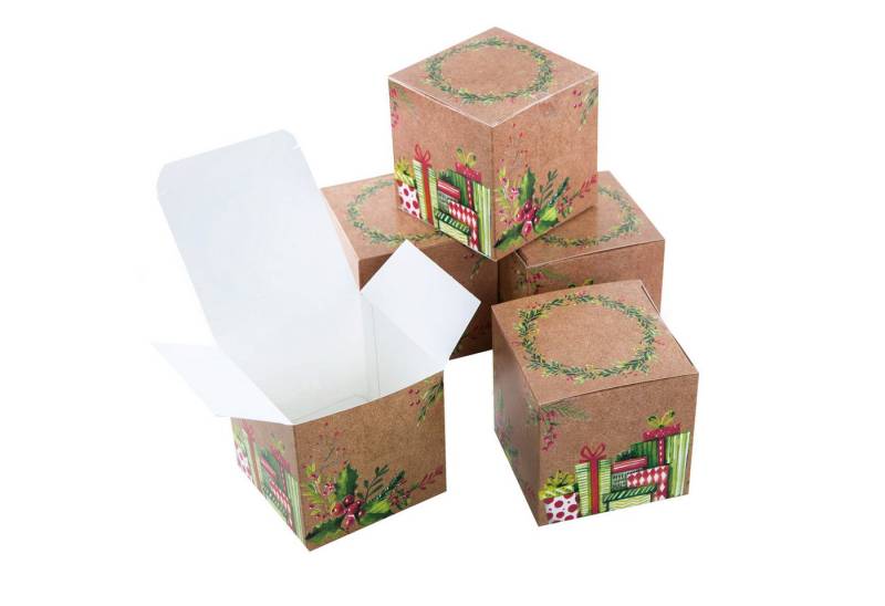 Logbuch-Verlag Geschenkbox 10 kleine Weihnachtsschachteln Geschenkbox Weihnachtsbox braun rot von Logbuch-Verlag