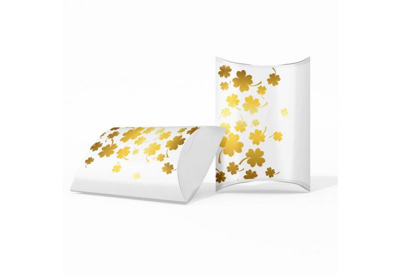 Logbuch-Verlag Geschenkbox 10 mini Geschenkboxen weiß gold Kleeblatt Verpackung zum Befüllen von Logbuch-Verlag