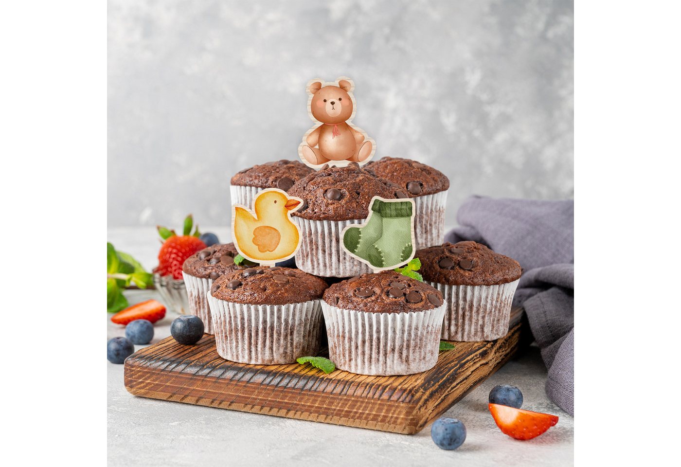 Logbuch-Verlag Geschenkbox 12 Babyparty Cupcake Topper Muffinstecker (12 St), Kuchen Deko von Logbuch-Verlag