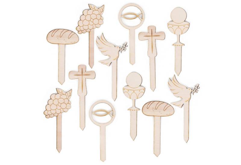 Logbuch-Verlag Geschenkbox 12 Cupcake Topper Muffin Deko 10 cm (12 St), für Taufe & Kommunion von Logbuch-Verlag
