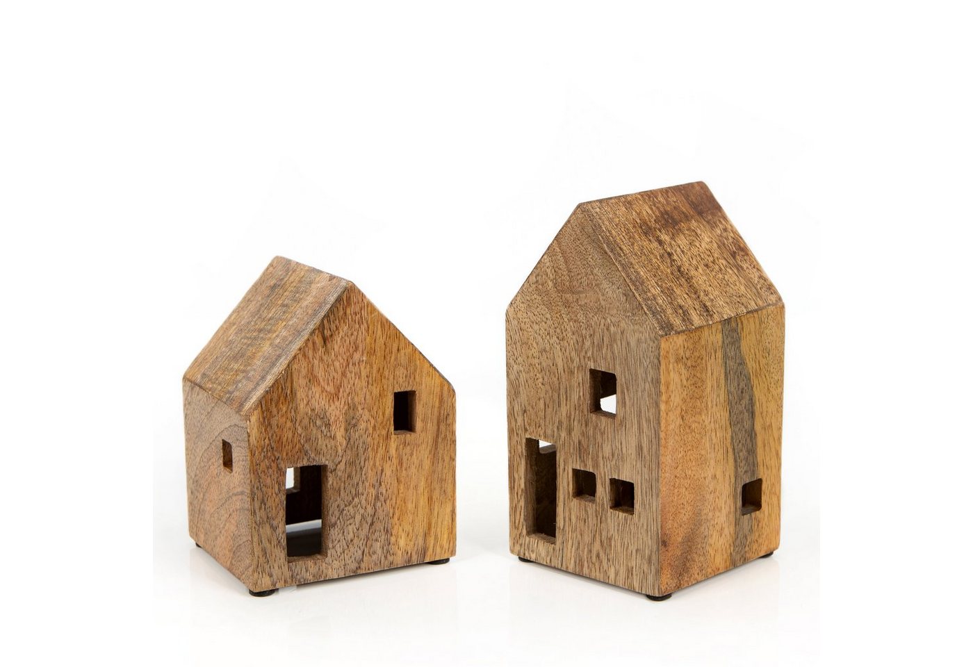 Logbuch-Verlag Geschenkbox 2 Häuser zum Hinstellen Haus Figuren aus Holz (2 St), braun Strandhaus maritim 12-16 cm von Logbuch-Verlag