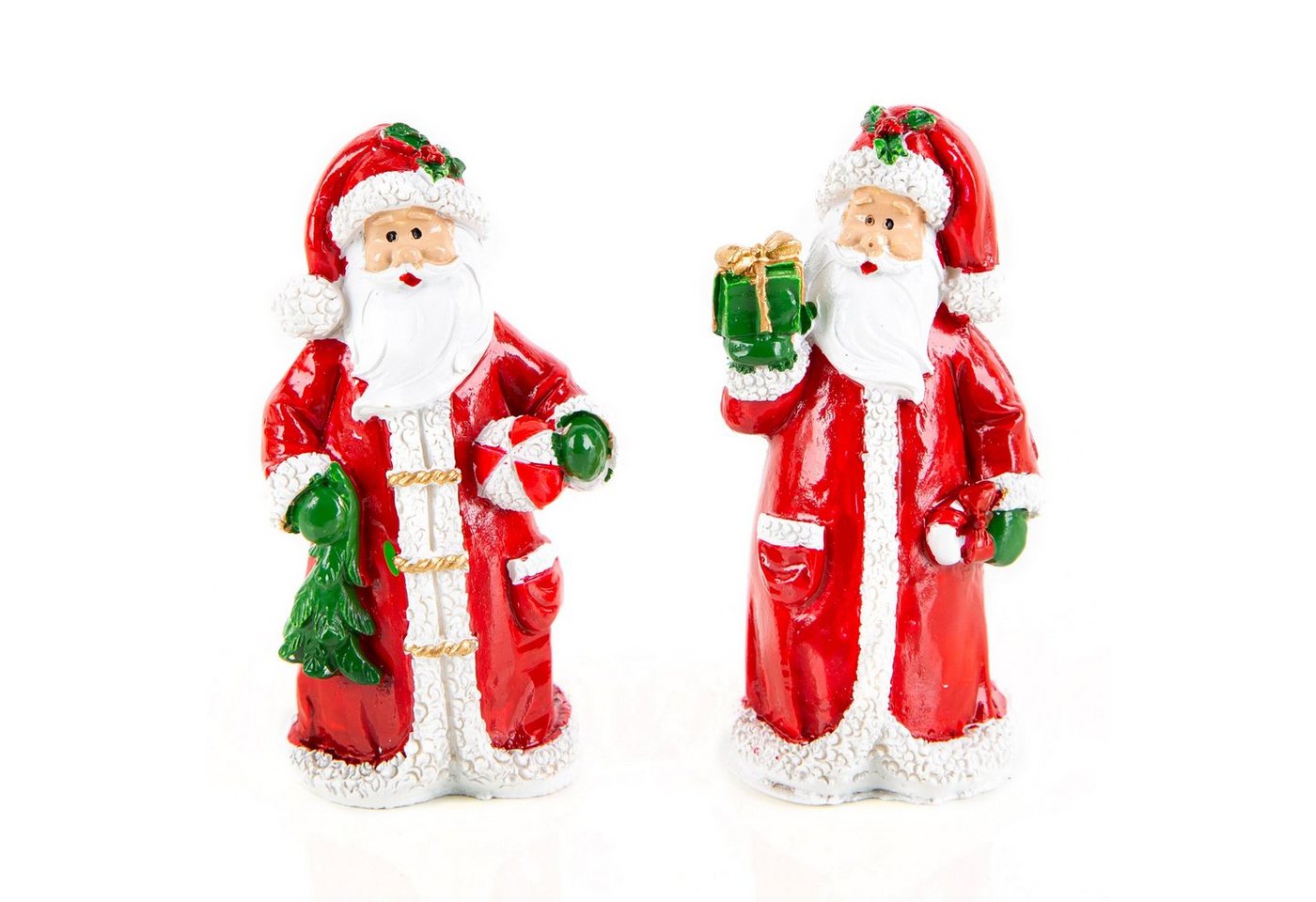 Logbuch-Verlag Weihnachtsfigur 2 kleine Nikolaus Figuren Weihnachtsmann 7cm (Set, 2 St), rot weiß grün mit Geschenk und Zipfelmütze von Logbuch-Verlag