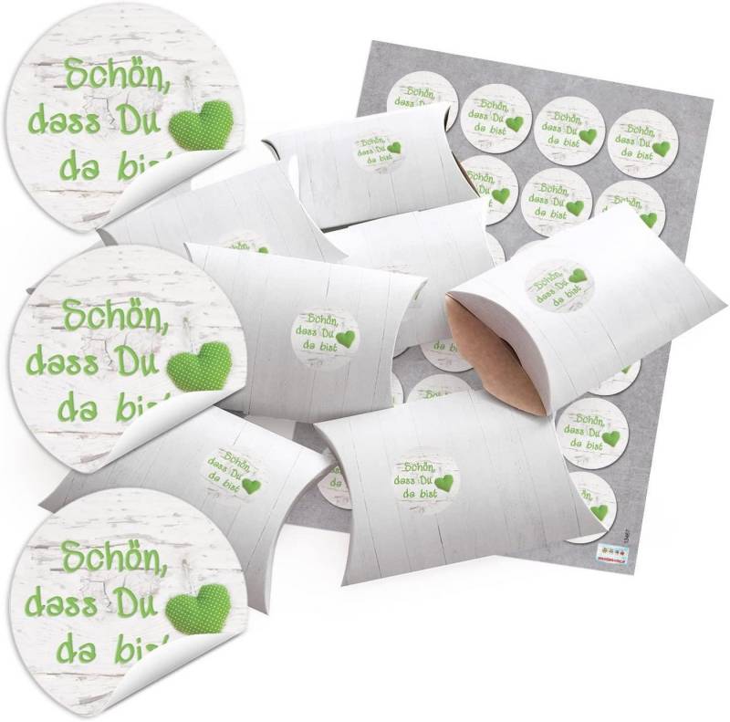 Logbuch-Verlag Geschenkbox 24 kleine Geschenkboxen Holz-Optik weiß 14,5 x 10,5 cm ca. 3 cm und 24 von Logbuch-Verlag