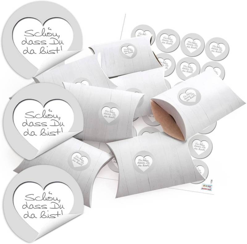 Logbuch-Verlag Geschenkbox 24 kleine Geschenkschachteln Geschenk-Boxen Karton Holz-Optik weiß von Logbuch-Verlag