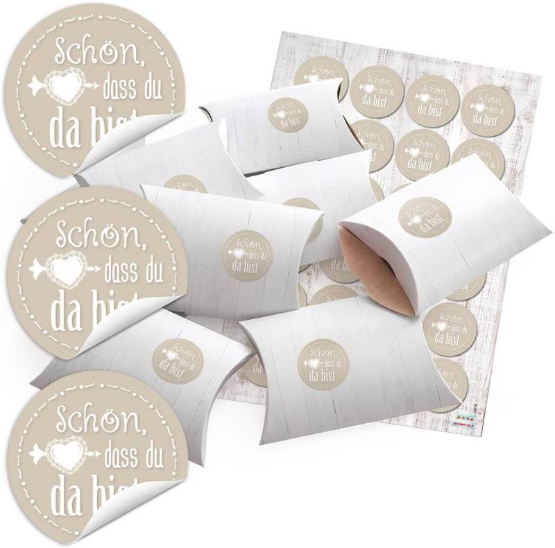 Logbuch-Verlag Geschenkbox 24 kleine Geschenkschachteln Geschenk-Boxen Kartons Holz Optik weiß von Logbuch-Verlag