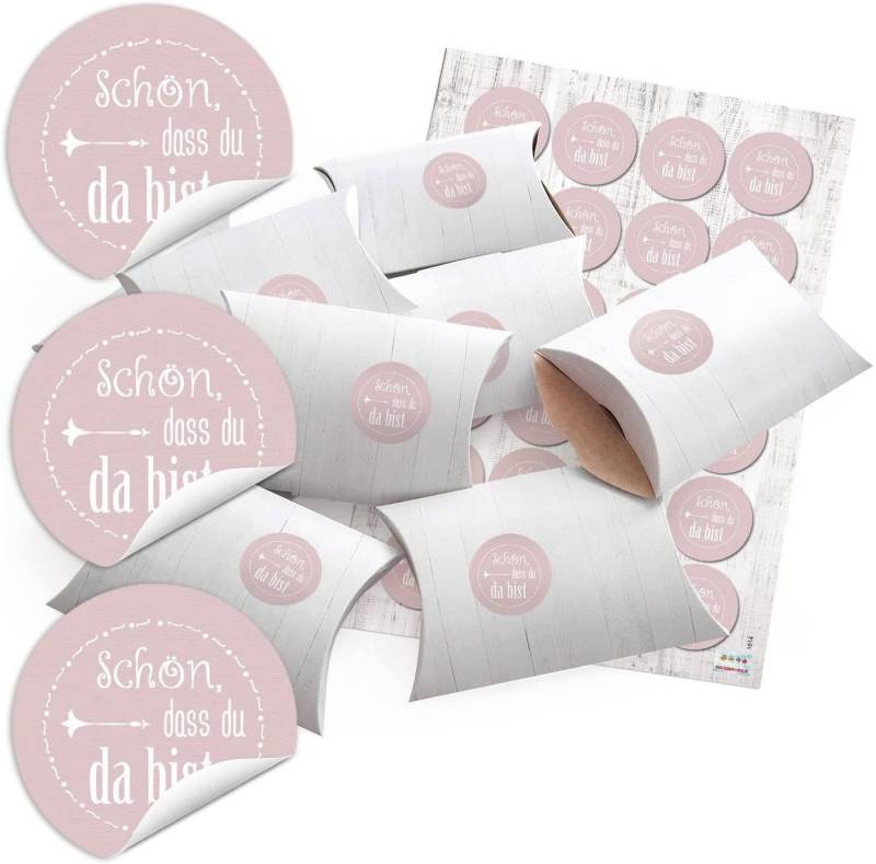 Logbuch-Verlag Geschenkbox 24 kleine Geschenkschachteln Geschenk-Boxen Kartons Holz Optik weiß von Logbuch-Verlag