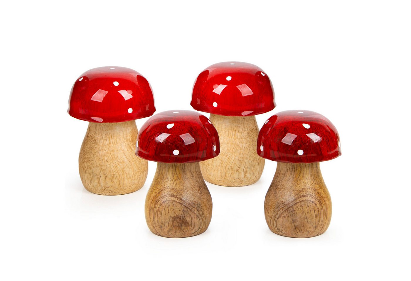 Logbuch-Verlag Geschenkbox 4 Fliegenpilze Dekofiguren 7 cm rot braun cm (Set, 4 St), Herbst Dekoration rot weiß braun von Logbuch-Verlag