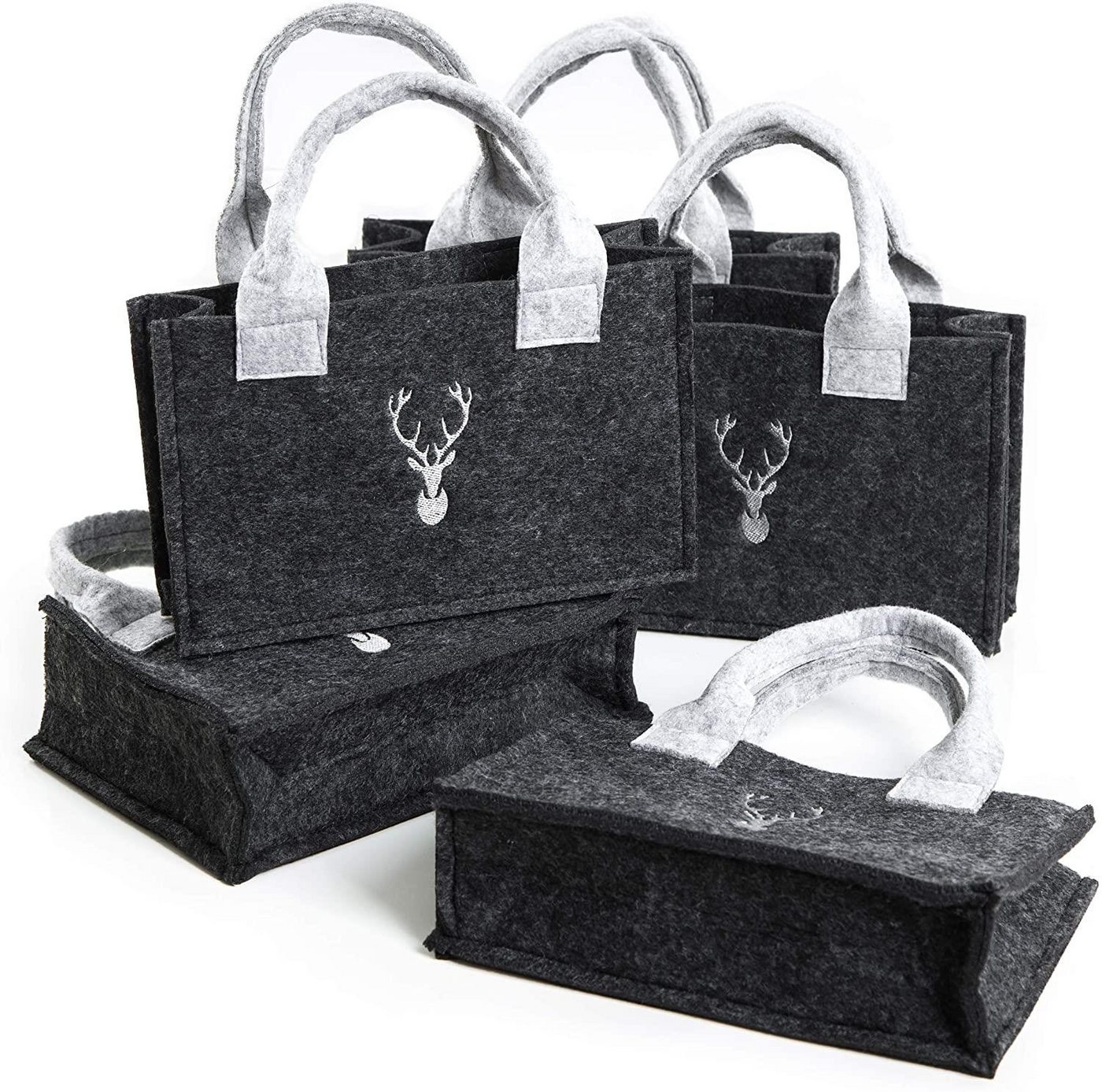 Logbuch-Verlag Geschenkbox 5 dunkelgraue Filztaschen mit Hirsch-Motiv grau Geschenktasche aus Logbuch-Verlag Geschenkbox 5 dunkelgraue Filztaschen mit Hirsch-Motiv grau Geschenktasche aus von Logbuch-Verlag