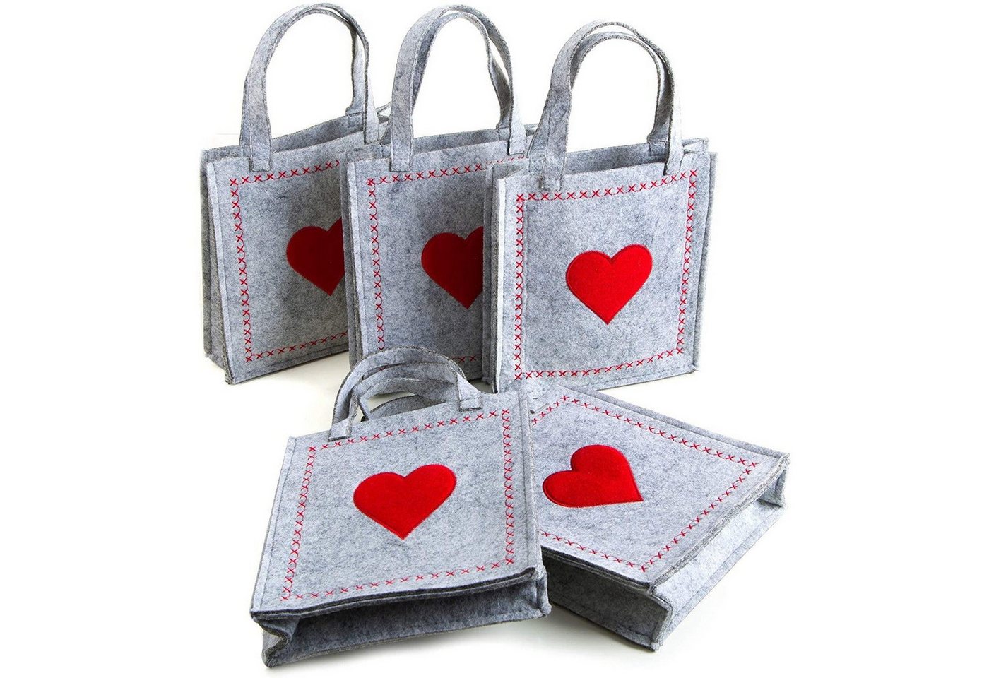 Logbuch-Verlag Geschenkbox 5 kleine HERZ FILZTASCHEN rot grau Geschenktaschen 18 x 20 x 5 cm mit Logbuch-Verlag Geschenkbox 5 kleine HERZ FILZTASCHEN rot grau Geschenktaschen 18 x 20 x 5 cm mit von Logbuch-Verlag