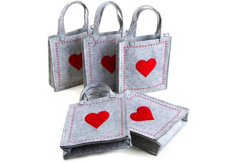Logbuch-Verlag Geschenkbox 5 kleine HERZ FILZTASCHEN rot grau Geschenktaschen 18 x 20 x 5 cm mit Logbuch-Verlag Geschenkbox 5 kleine HERZ FILZTASCHEN rot grau Geschenktaschen 18 x 20 x 5 cm mit von Logbuch-Verlag