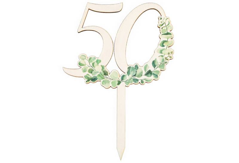 Logbuch-Verlag Geschenkbox 50. Geburtstag Cake Topper Eukalyptus Deko (1 St), 50 Jahre von Logbuch-Verlag