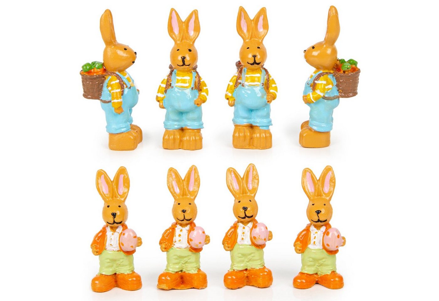 Logbuch-Verlag Geschenkbox 8 Mini Osterhasen Figuren Tischdeko 4 cm (8 St), kleine Bunte Hasen Ostergeschenk Ostern von Logbuch-Verlag