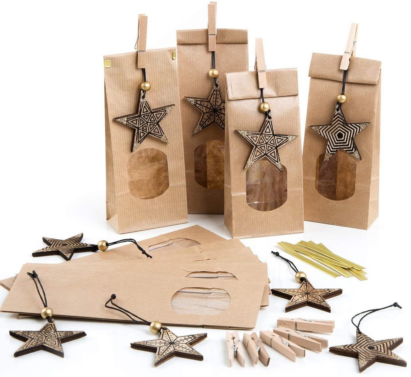 Logbuch-Verlag Geschenkbox 9 Teetüten Blockbodenbeutel mit FENSTER Weihnachten kleine Verpackung von Logbuch-Verlag