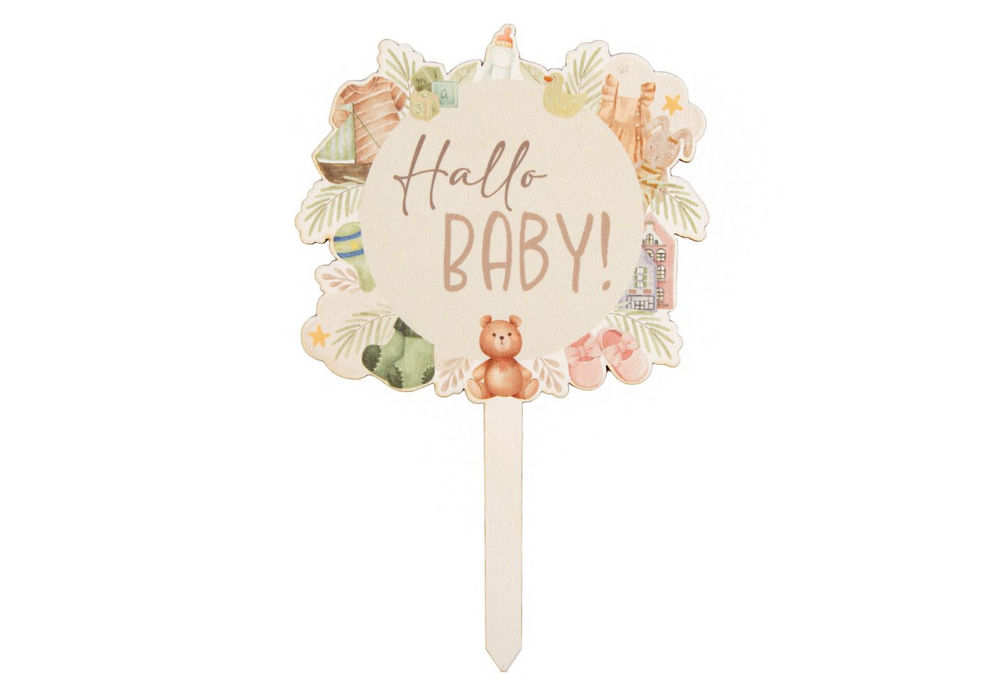 Logbuch-Verlag Geschenkbox Babyparty Hallo Baby Cake Topper (1 St), Tortendeko neutral von Logbuch-Verlag