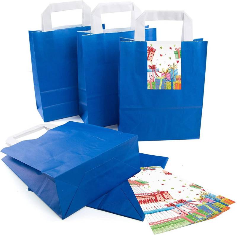 Logbuch-Verlag Geschenkbox Blaue Papiertüten mit Henkel 18 x 8 x 22 cm – Geschenktüten mit bunten von Logbuch-Verlag