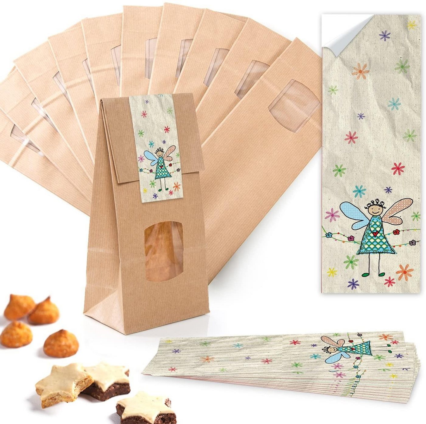 Logbuch-Verlag Geschenkbox Braune Blockbodenbeutel + bunte Aufkleber - Geschenktüten mit Fenster Logbuch-Verlag Geschenkbox Braune Blockbodenbeutel + bunte Aufkleber - Geschenktüten mit Fenster von Logbuch-Verlag
