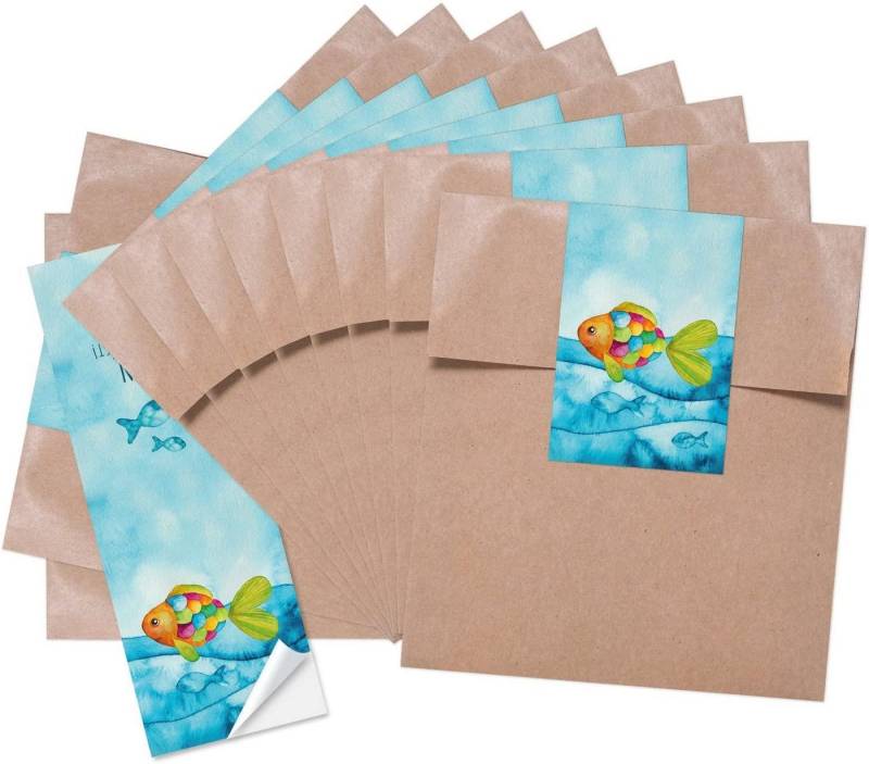 Logbuch-Verlag Geschenkbox Braune Flachbeutel 13 x 18 cm + Banderolen-Aufkleber – von Logbuch-Verlag