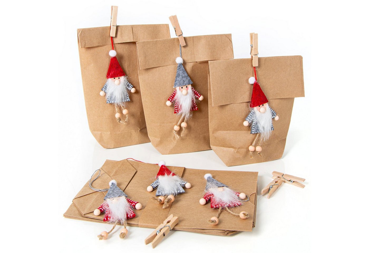 Logbuch-Verlag Geschenkbox Braune Papiertüten mit Wichtelklammer oder Wichtelanhänger aus Filz – Logbuch-Verlag Geschenkbox Braune Papiertüten mit Wichtelklammer oder Wichtelanhänger aus Filz – von Logbuch-Verlag